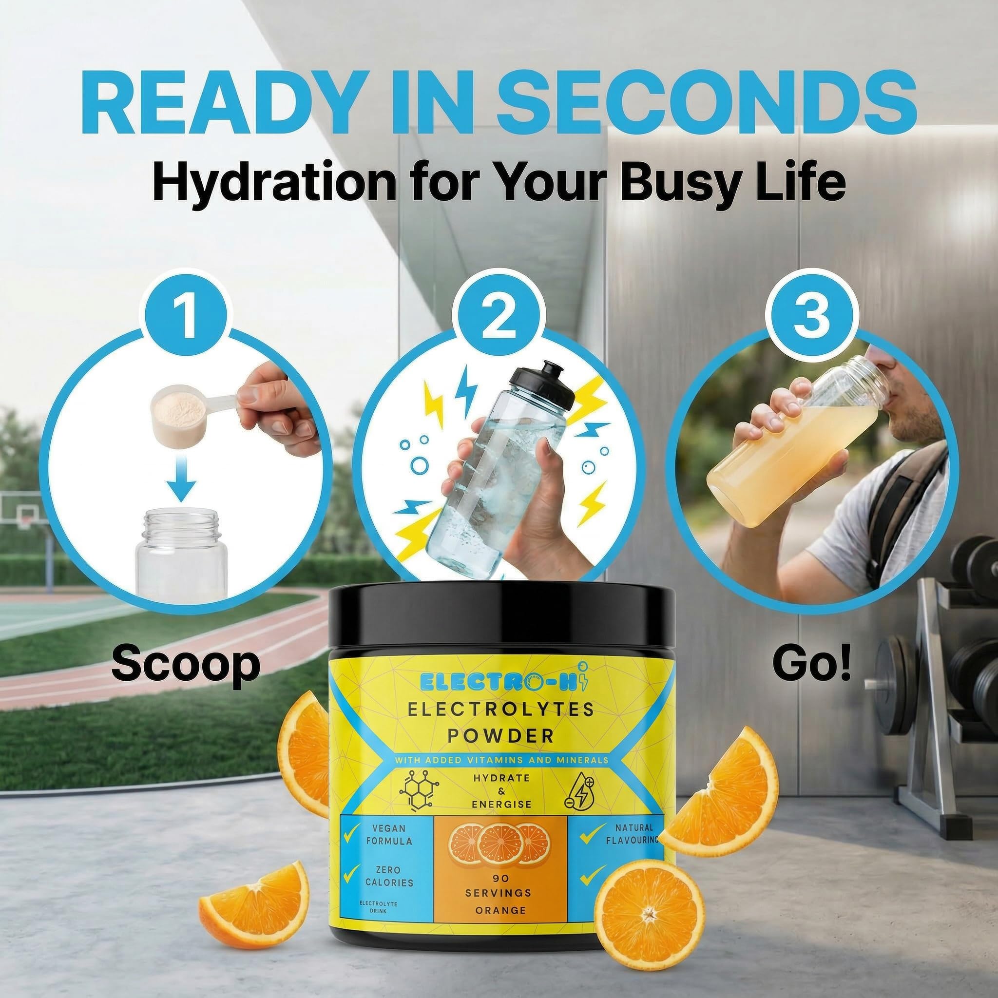Electro-HI Orange Electrolyte Powder for Rapid Hydration & Muscle